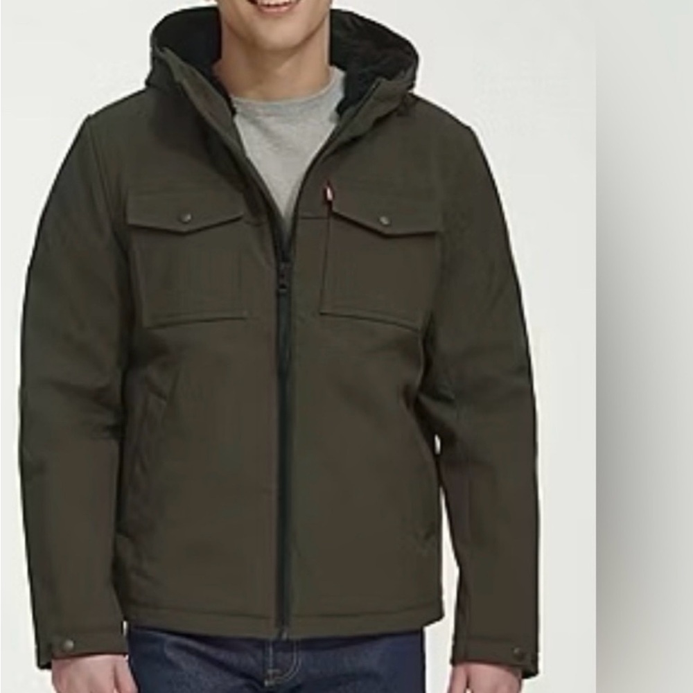 Levi's Softshell Hooded Performance Storm Coat Si… - image 1